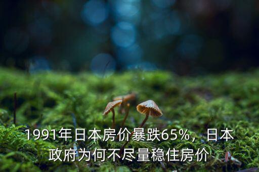 1991年日本房價暴跌65%，日本政府為何不盡量穩(wěn)住房價