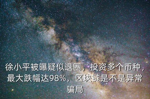 徐小平被曝疑似退圈，投資多個(gè)幣種，最大跌幅達(dá)98%，區(qū)塊鏈?zhǔn)遣皇钱惓ｒ_局