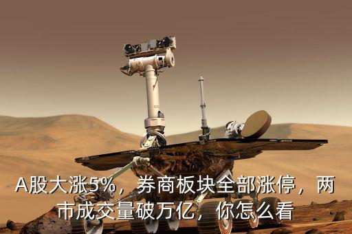 A股大漲5%，券商板塊全部漲停，兩市成交量破萬億，你怎么看