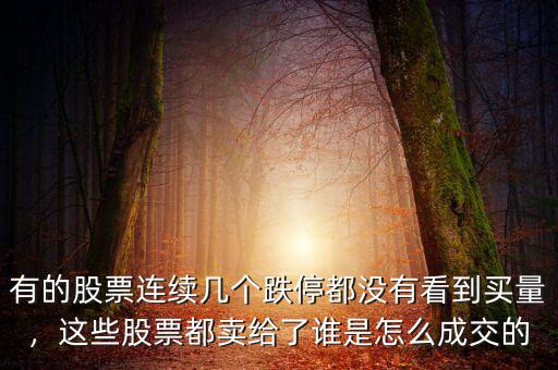 有的股票連續(xù)幾個跌停都沒有看到買量，這些股票都賣給了誰是怎么成交的