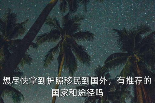 想盡快拿到護照移民到國外，有推薦的國家和途徑嗎