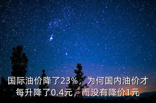 國(guó)際油價(jià)降了23%，為何國(guó)內(nèi)油價(jià)才每升降了0.4元，而沒(méi)有降價(jià)1元