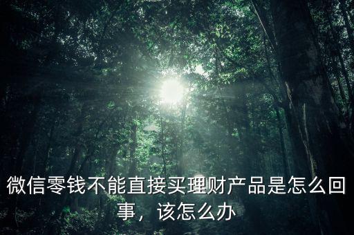 微信零錢不能直接買理財產(chǎn)品是怎么回事，該怎么辦