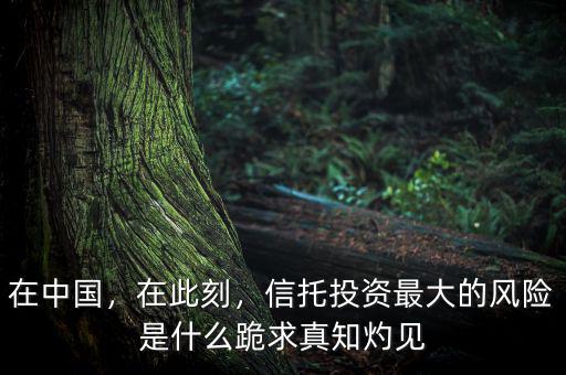 在中國(guó)，在此刻，信托投資最大的風(fēng)險(xiǎn)是什么跪求真知灼見(jiàn)