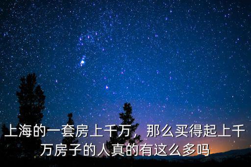 上海的一套房上千萬，那么買得起上千萬房子的人真的有這么多嗎