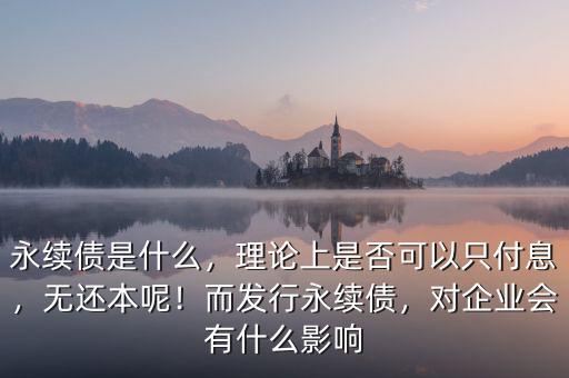 永續(xù)債是什么，理論上是否可以只付息，無(wú)還本呢！而發(fā)行永續(xù)債，對(duì)企業(yè)會(huì)有什么影響