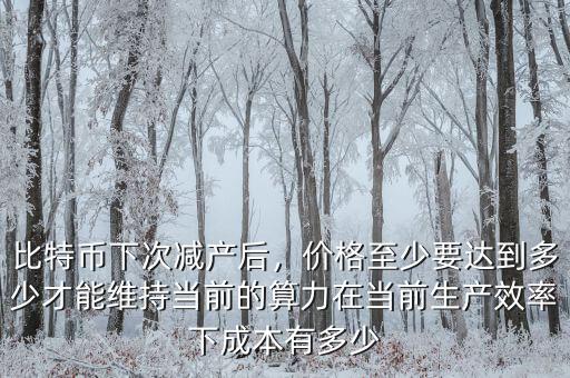 比特幣下次減產(chǎn)后，價(jià)格至少要達(dá)到多少才能維持當(dāng)前的算力在當(dāng)前生產(chǎn)效率下成本有多少