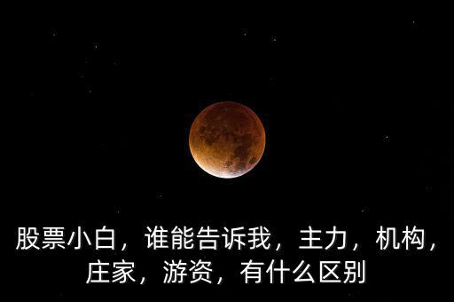 股票小白，誰能告訴我，主力，機(jī)構(gòu)，莊家，游資，有什么區(qū)別