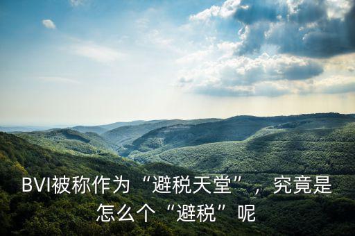 BVI被稱作為“避稅天堂”，究竟是怎么個(gè)“避稅”呢
