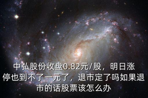 中弘股份收盤(pán)0.82元/股，明日漲停也到不了一元了，退市定了嗎如果退市的話(huà)股票該怎么辦