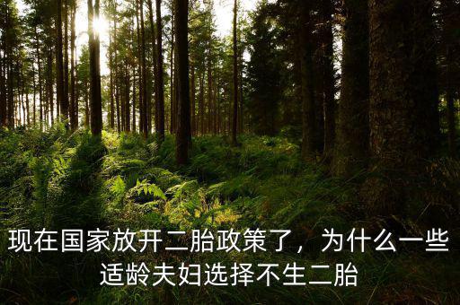 現(xiàn)在國(guó)家放開(kāi)二胎政策了，為什么一些適齡夫婦選擇不生二胎