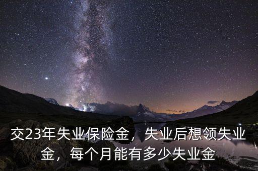 交23年失業(yè)保險(xiǎn)金，失業(yè)后想領(lǐng)失業(yè)金，每個(gè)月能有多少失業(yè)金