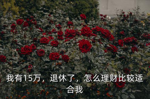 我有15萬(wàn)，退休了，怎么理財(cái)比較適合我