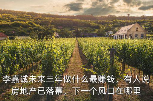 李嘉誠未來三年做什么最賺錢，有人說房地產(chǎn)已落幕，下一個風口在哪里