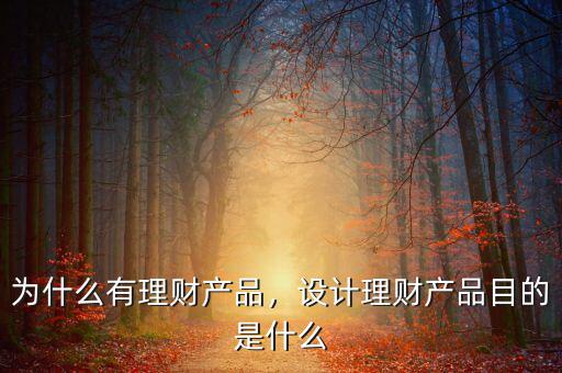為什么有理財產(chǎn)品，設計理財產(chǎn)品目的是什么