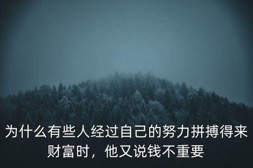 為什么有些人經(jīng)過(guò)自己的努力拼搏得來(lái)財(cái)富時(shí)，他又說(shuō)錢(qián)不重要