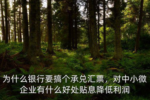 為什么銀行要搞個(gè)承兌匯票，對(duì)中小微企業(yè)有什么好處貼息降低利潤(rùn)