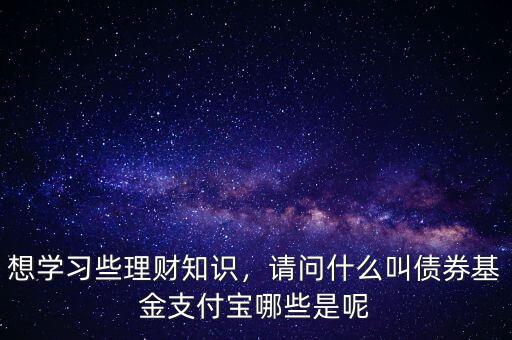 想學(xué)習(xí)些理財知識，請問什么叫債券基金支付寶哪些是呢