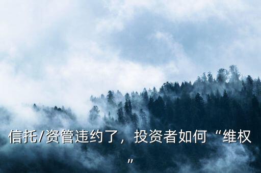 信托/資管違約了，投資者如何“維權”