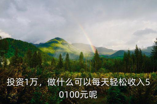 投資1萬(wàn)，做什么可以每天輕松收入50100元呢
