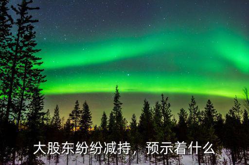 大股東紛紛減持，預(yù)示著什么