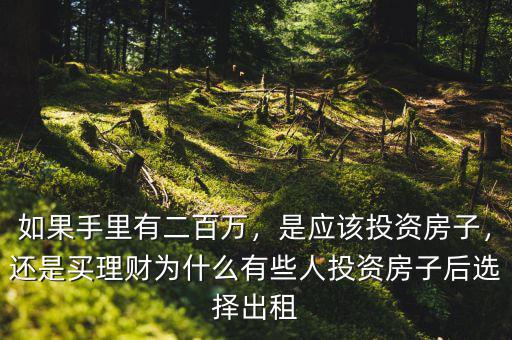 如果手里有二百萬，是應(yīng)該投資房子，還是買理財為什么有些人投資房子后選擇出租