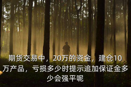 期貨交易中，20萬(wàn)的資金，建倉(cāng)10萬(wàn)產(chǎn)品，虧損多少時(shí)提示追加保證金多少會(huì)強(qiáng)平呢