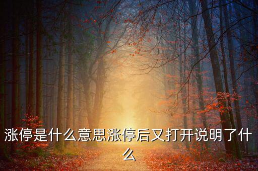 漲停是什么意思漲停后又打開說(shuō)明了什么