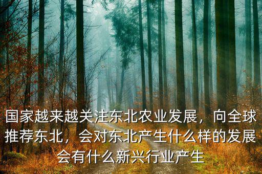 國家越來越關注東北農業(yè)發(fā)展，向全球推薦東北，會對東北產生什么樣的發(fā)展會有什么新興行業(yè)產生