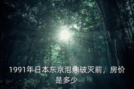 1991年日本東京泡沫破滅前，房價(jià)是多少