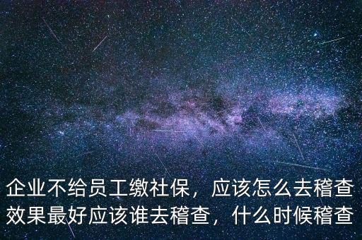企業(yè)不給員工繳社保，應(yīng)該怎么去稽查效果最好應(yīng)該誰去稽查，什么時候稽查