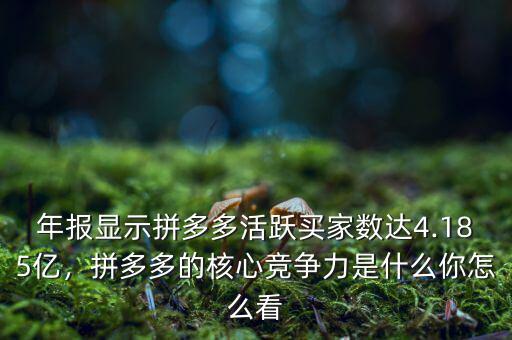 年報(bào)顯示拼多多活躍買家數(shù)達(dá)4.185億，拼多多的核心競(jìng)爭(zhēng)力是什么你怎么看