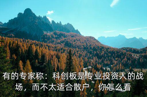 有的專家稱：科創(chuàng)板是專業(yè)投資人的戰(zhàn)場，而不太適合散戶，你怎么看