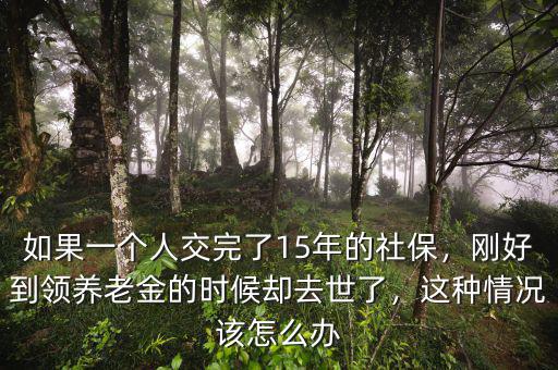 如果一個人交完了15年的社保，剛好到領(lǐng)養(yǎng)老金的時候卻去世了，這種情況該怎么辦