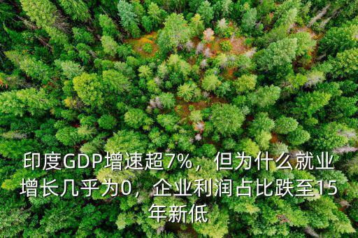 印度GDP增速超7%，但為什么就業(yè)增長(zhǎng)幾乎為0，企業(yè)利潤(rùn)占比跌至15年新低