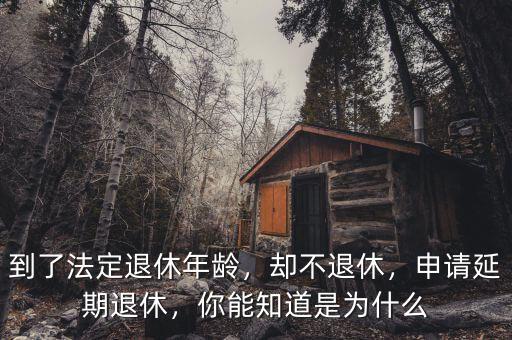 到了法定退休年齡，卻不退休，申請延期退休，你能知道是為什么