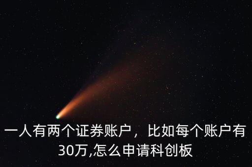 一人有兩個證券賬戶，比如每個賬戶有30萬,怎么申請科創(chuàng)板