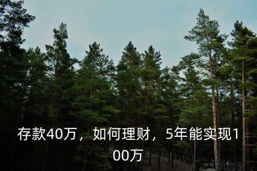 存款40萬，如何理財(cái)，5年能實(shí)現(xiàn)100萬