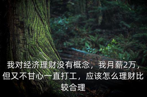 我對(duì)經(jīng)濟(jì)理財(cái)沒有概念，我月薪2萬，但又不甘心一直打工，應(yīng)該怎么理財(cái)比較合理