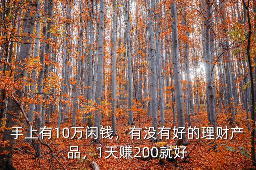 手上有10萬閑錢，有沒有好的理財(cái)產(chǎn)品，1天賺200就好