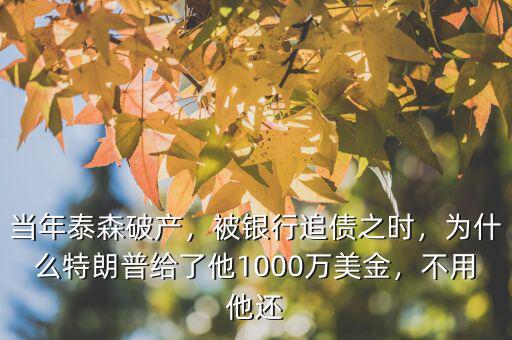 當(dāng)年泰森破產(chǎn)，被銀行追債之時(shí)，為什么特朗普給了他1000萬美金，不用他還