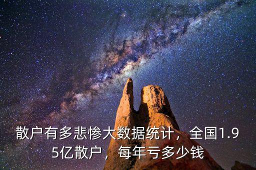 散戶有多悲慘大數(shù)據(jù)統(tǒng)計，全國1.95億散戶，每年虧多少錢
