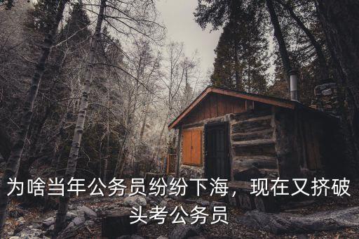 為啥當(dāng)年公務(wù)員紛紛下海，現(xiàn)在又?jǐn)D破頭考公務(wù)員