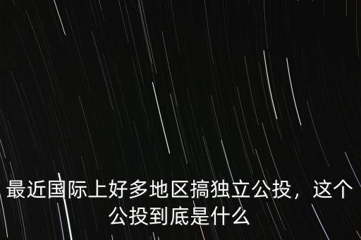 最近國際上好多地區(qū)搞獨立公投，這個公投到底是什么