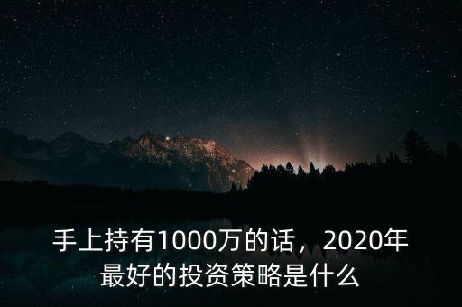 手上持有1000萬的話，2020年最好的投資策略是什么