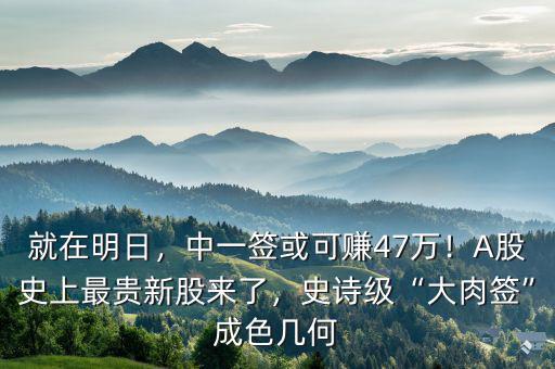 就在明日，中一簽或可賺47萬！A股史上最貴新股來了，史詩級“大肉簽”成色幾何