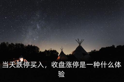 當(dāng)天跌停買(mǎi)入，收盤(pán)漲停是一種什么體驗(yàn)