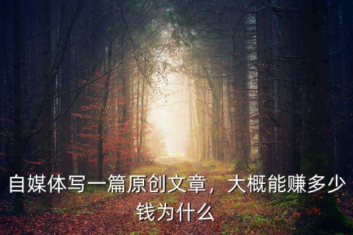 自媒體寫一篇原創(chuàng)文章，大概能賺多少錢為什么