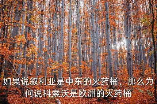如果說敘利亞是中東的火藥桶，那么為何說科索沃是歐洲的火藥桶