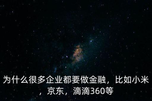 為什么很多企業(yè)都要做金融，比如小米，京東，滴滴360等